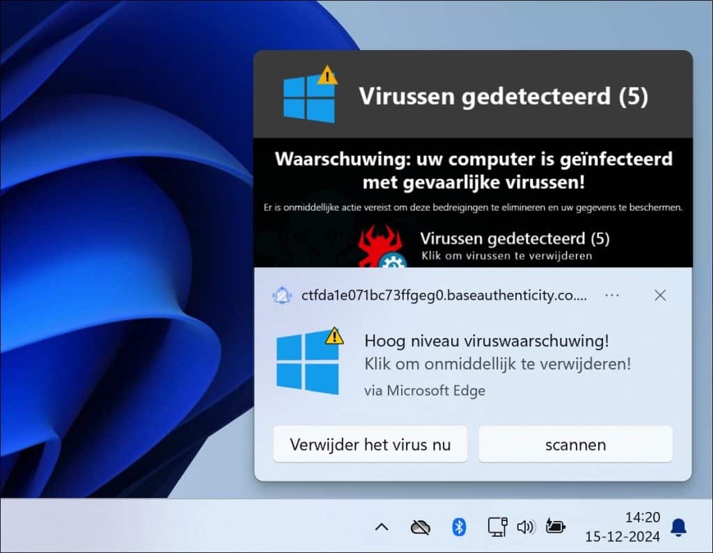 Ongewenste virusmeldingen