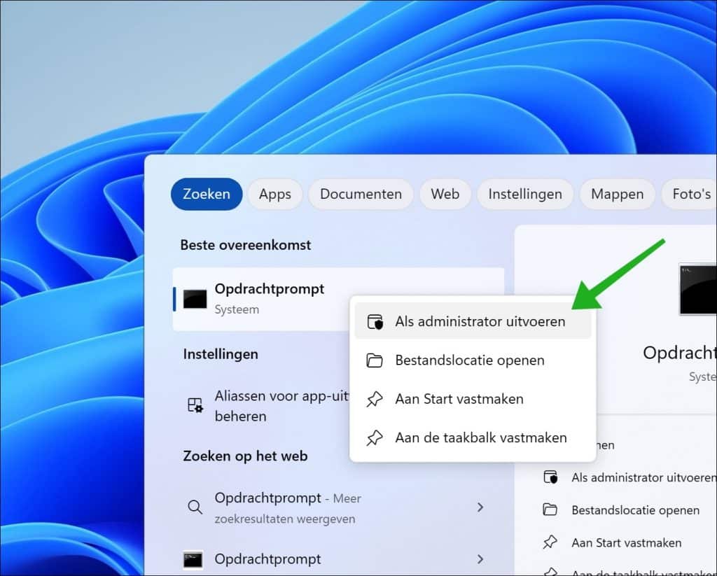 Als Administrator uitvoeren