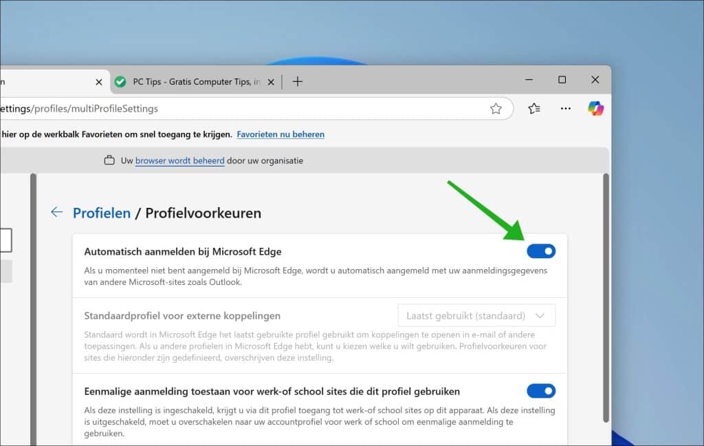 Automatisch aanmelden bij Microsoft Edge