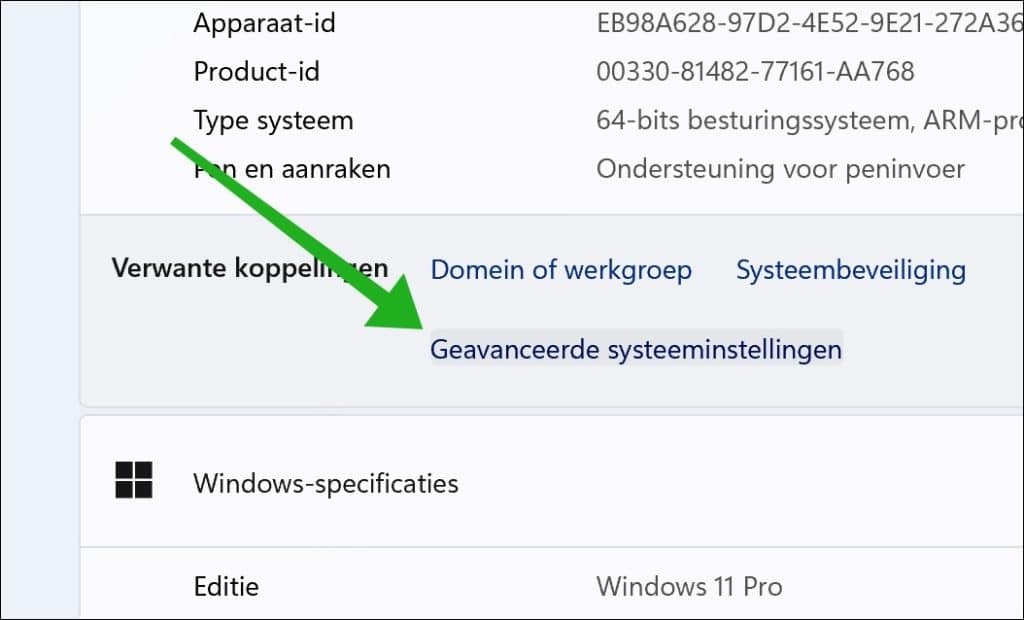 Geavanceerde systeeminstellingen