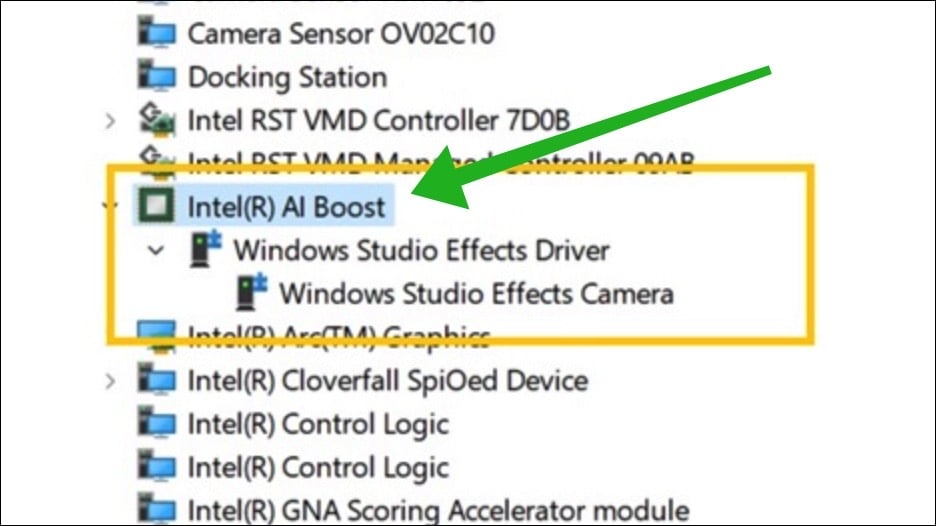 Intel AI Boost in Apparaatbeheer