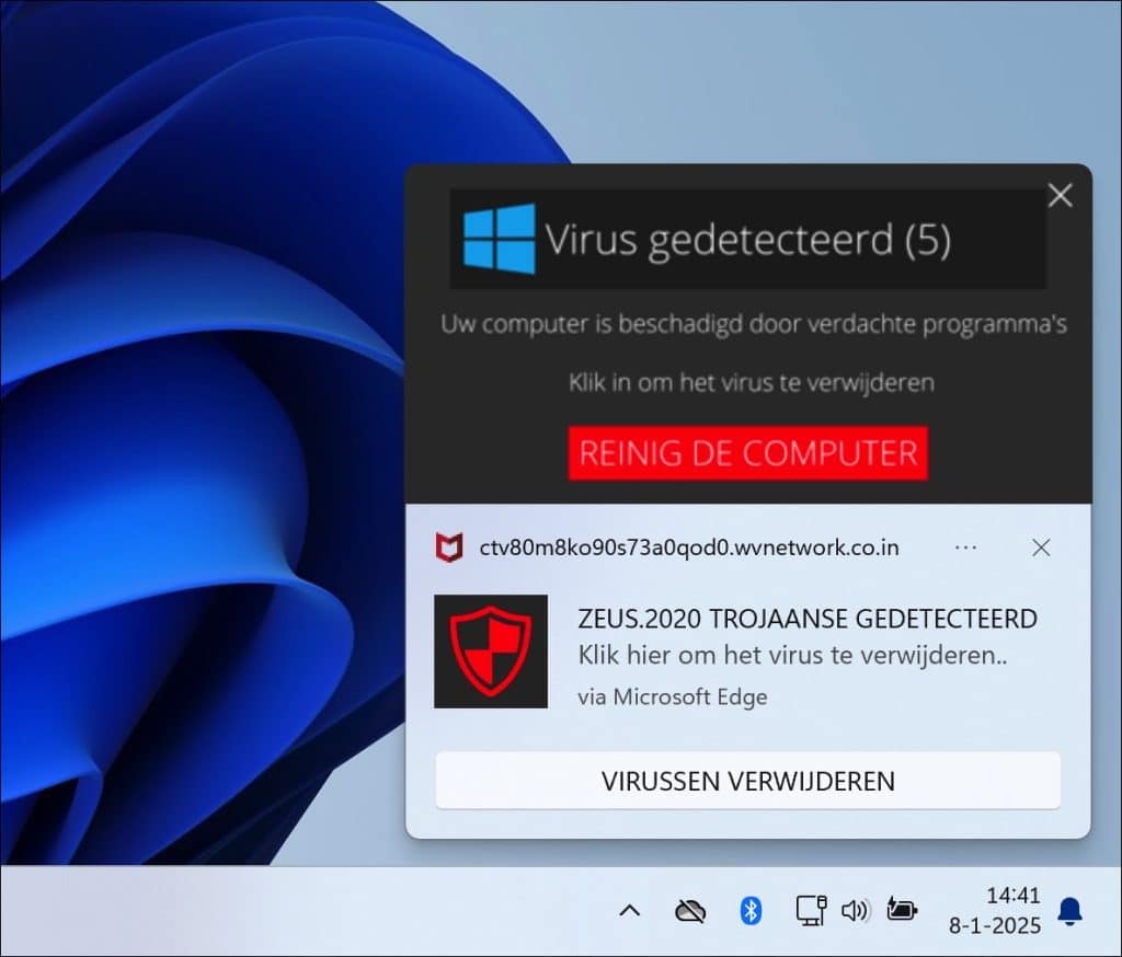 McAfee pushmelding virus