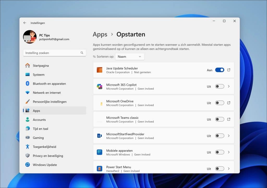 Opstart-apps beheren