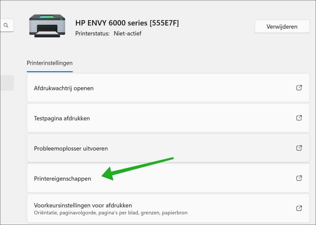 Printereigenschappen