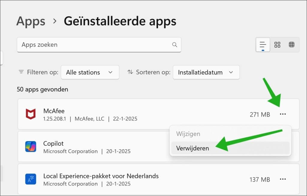 mcafee verwijderen