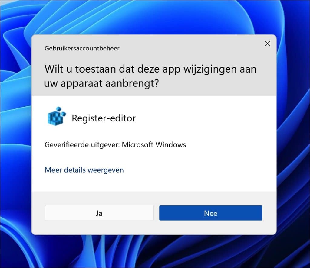 regedit toestaan