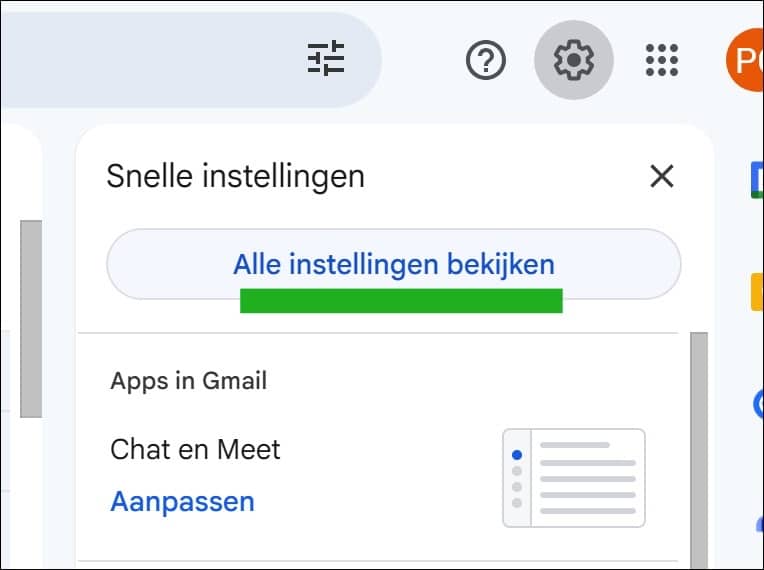Alle instellingen bekijken