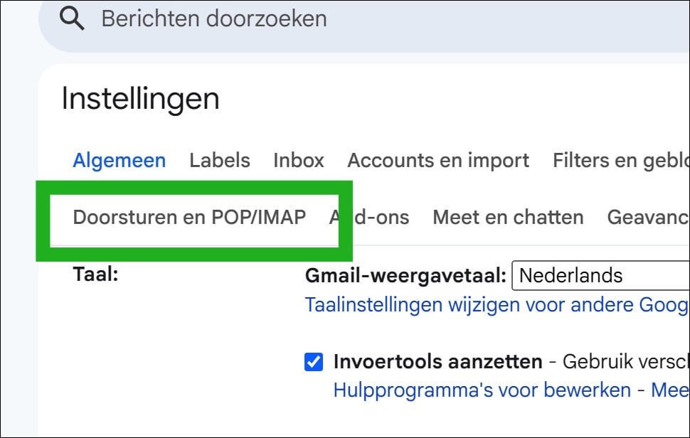 Doorsturen en POP IMAP