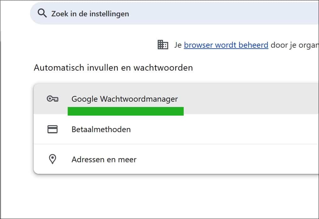 Google wachtwoordmanager