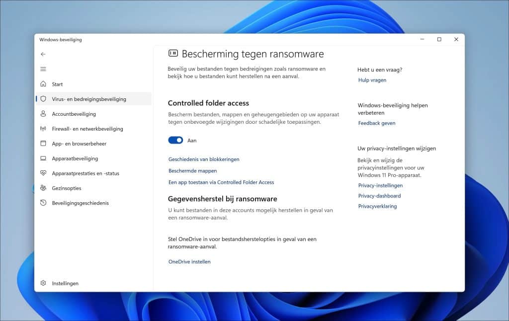 Ransomware-bescherming inschakelen