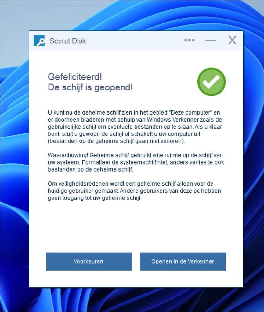 Schijf is geopend