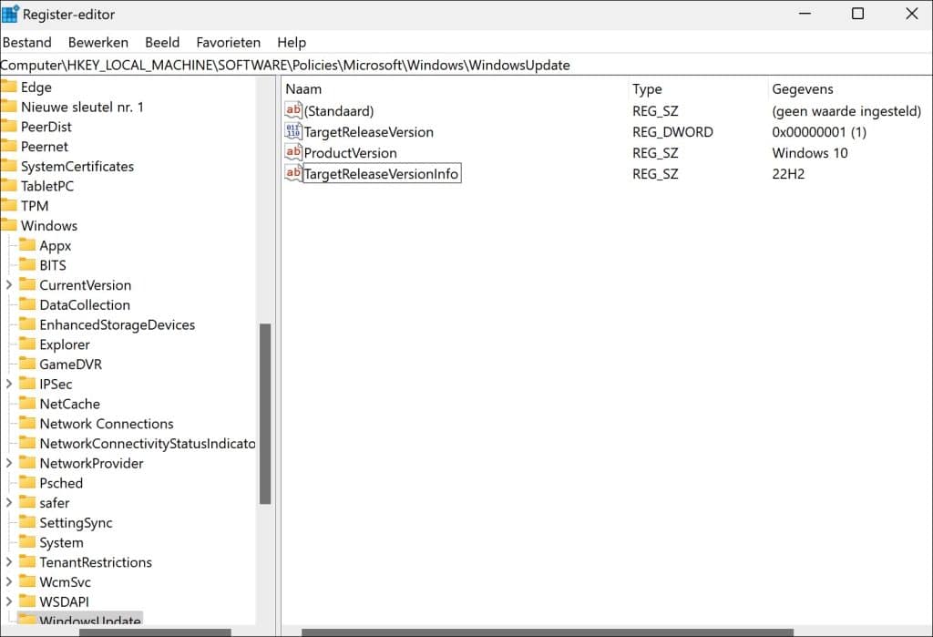 Voorkom dat Windows 10 wordt bijgewerkt naar Windows 11 via register