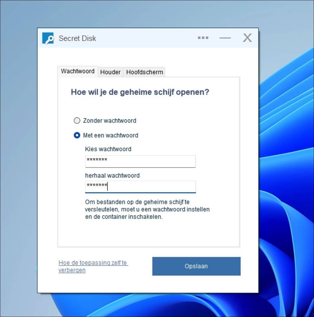 Wachtwoord instellen voor schijf