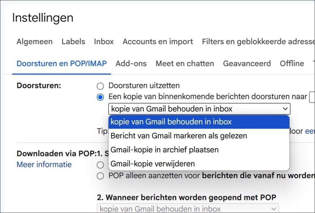 verzendkopie behouden of niet