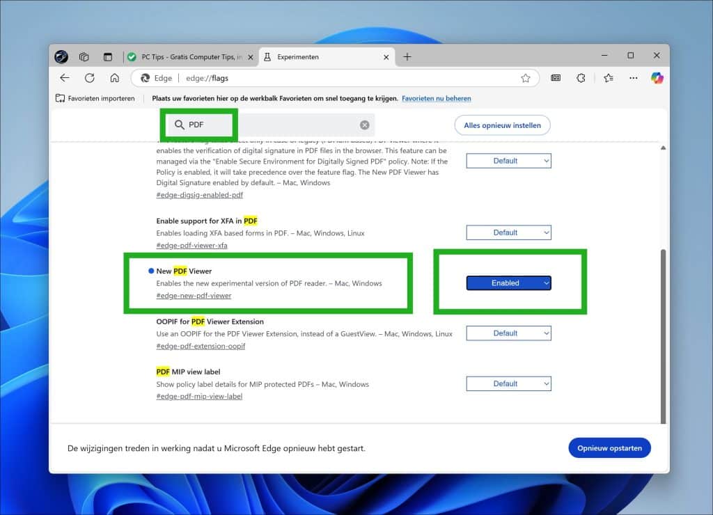 Nieuwe PDF viewer inschakelen