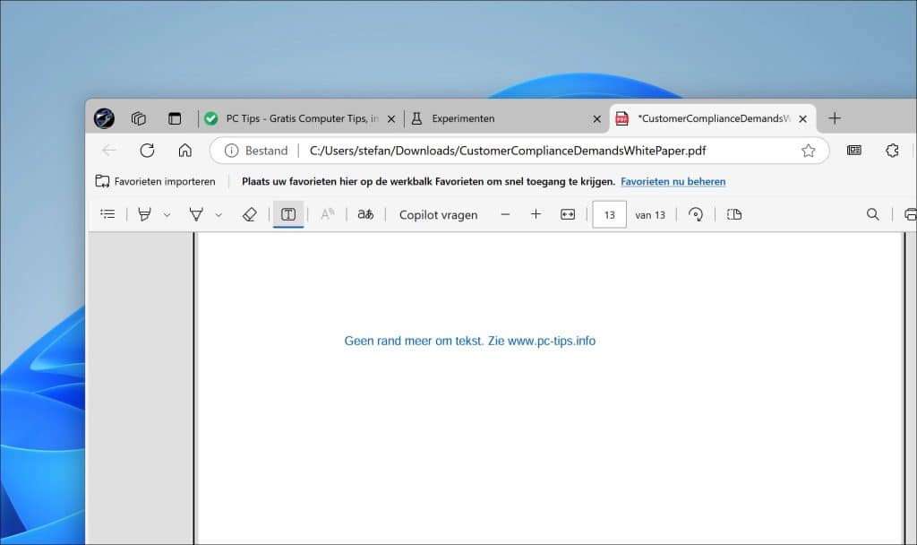 Rand om tekst in PDF (Microsoft Edge) verwijderen