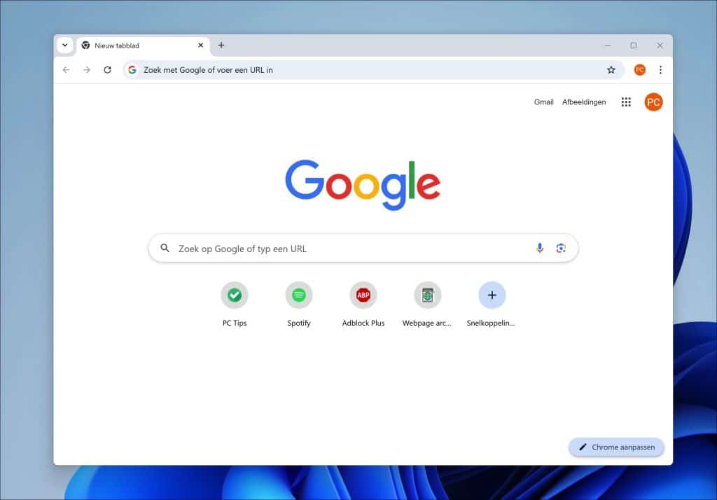 chrome zonder extensies